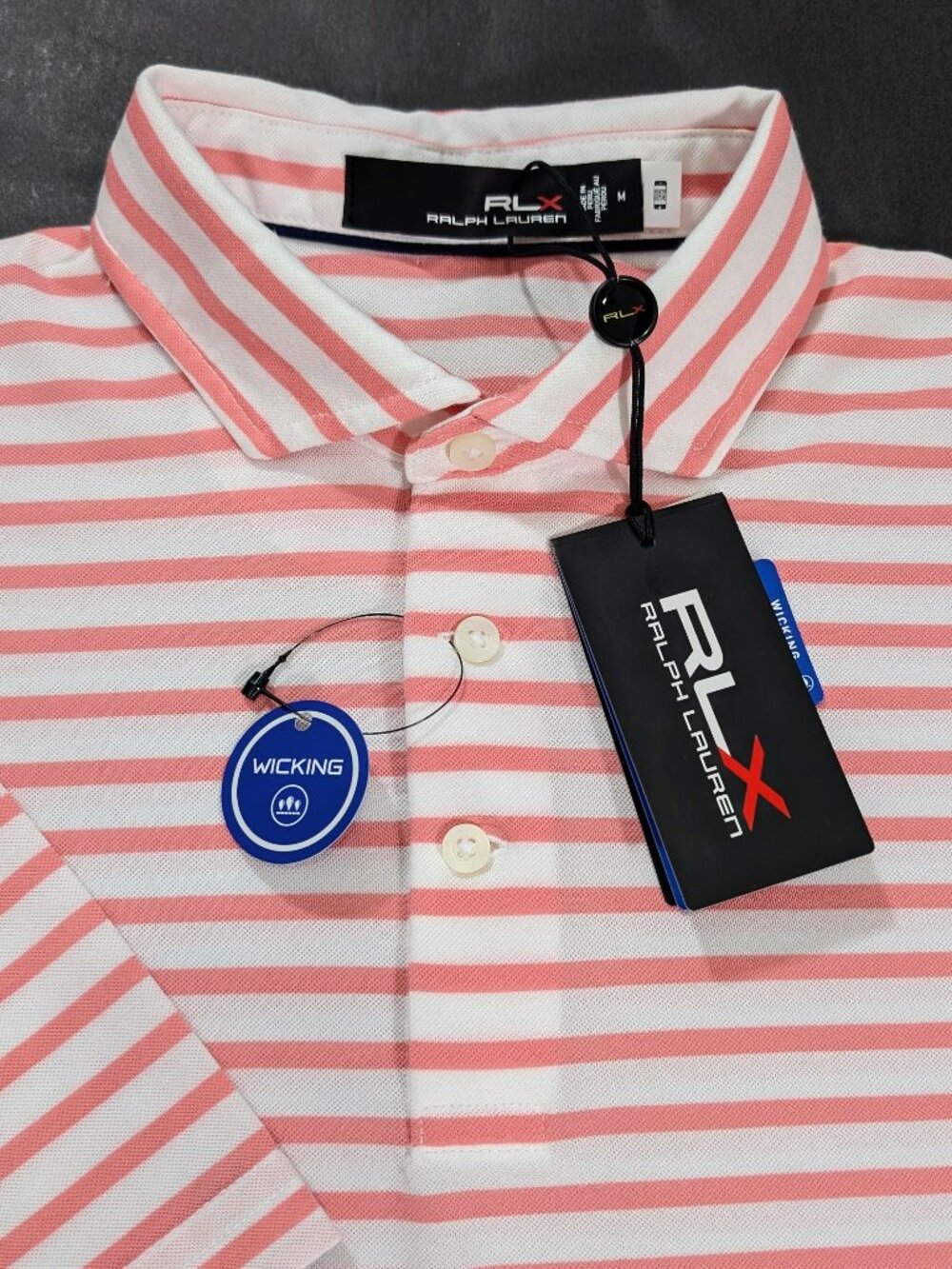 $110 RLX Ralph Lauren Men`s Striped Featherweight Airflow Polo Shirt Size M L